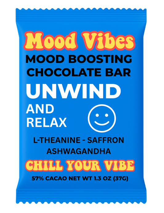 Unwind Bar - A calming functional chocolate bar designed to ease stress, relax your mind, and vibe you into chill mode.